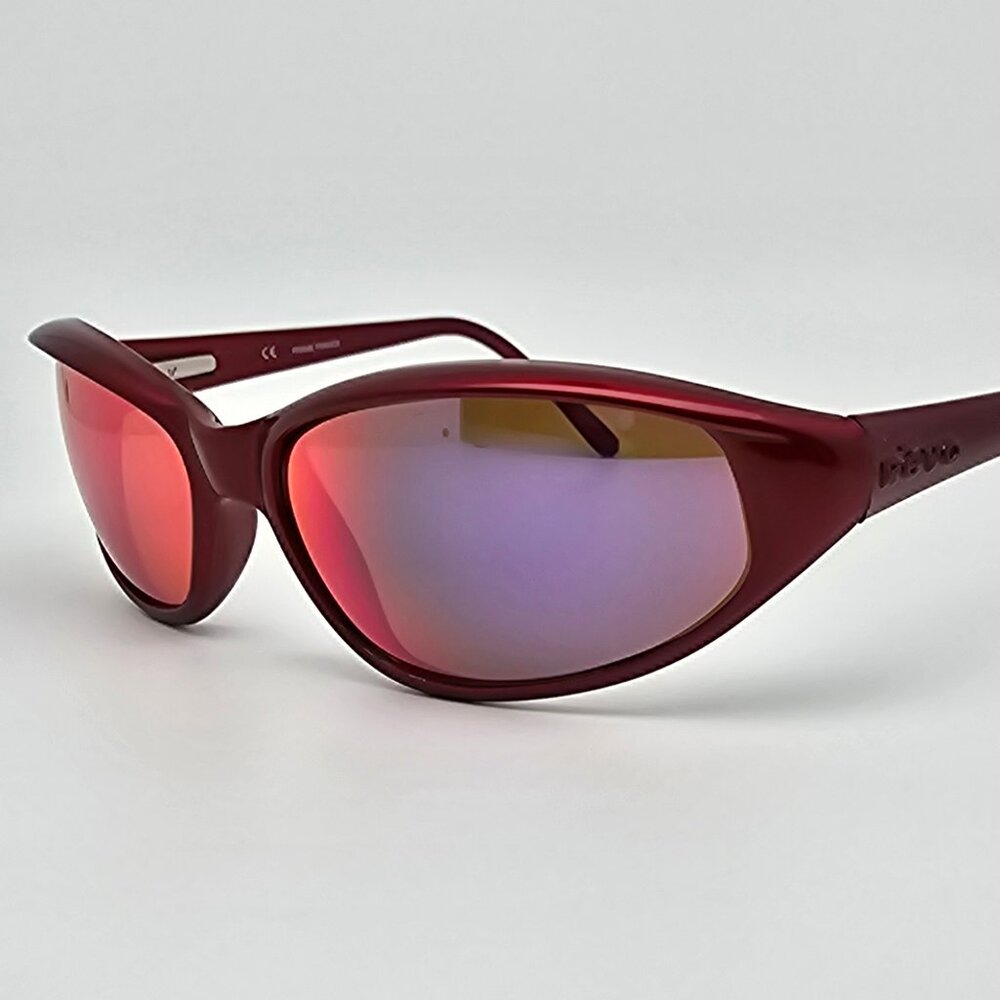 Revo 1007-060 Pro Red Frame Blue Mirror Glass Lens Sunglasses w/ Flexhinge 57mm
